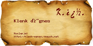 Klenk Ágnes névjegykártya