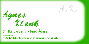agnes klenk business card